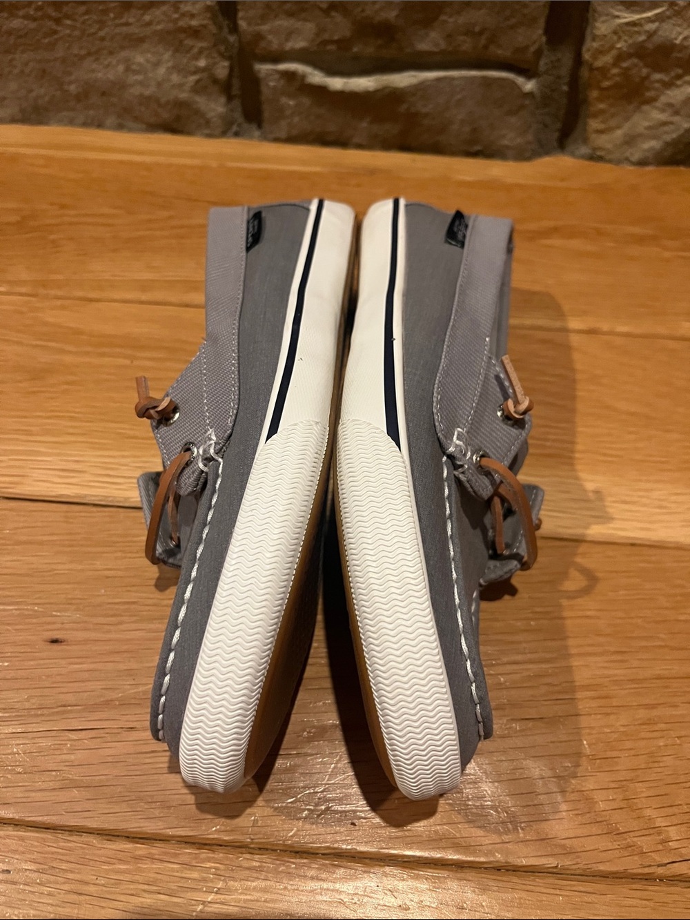 Sperry Gray Canvas Boat Shoes with Brown Laces Size 10 - Picture 11 of 11